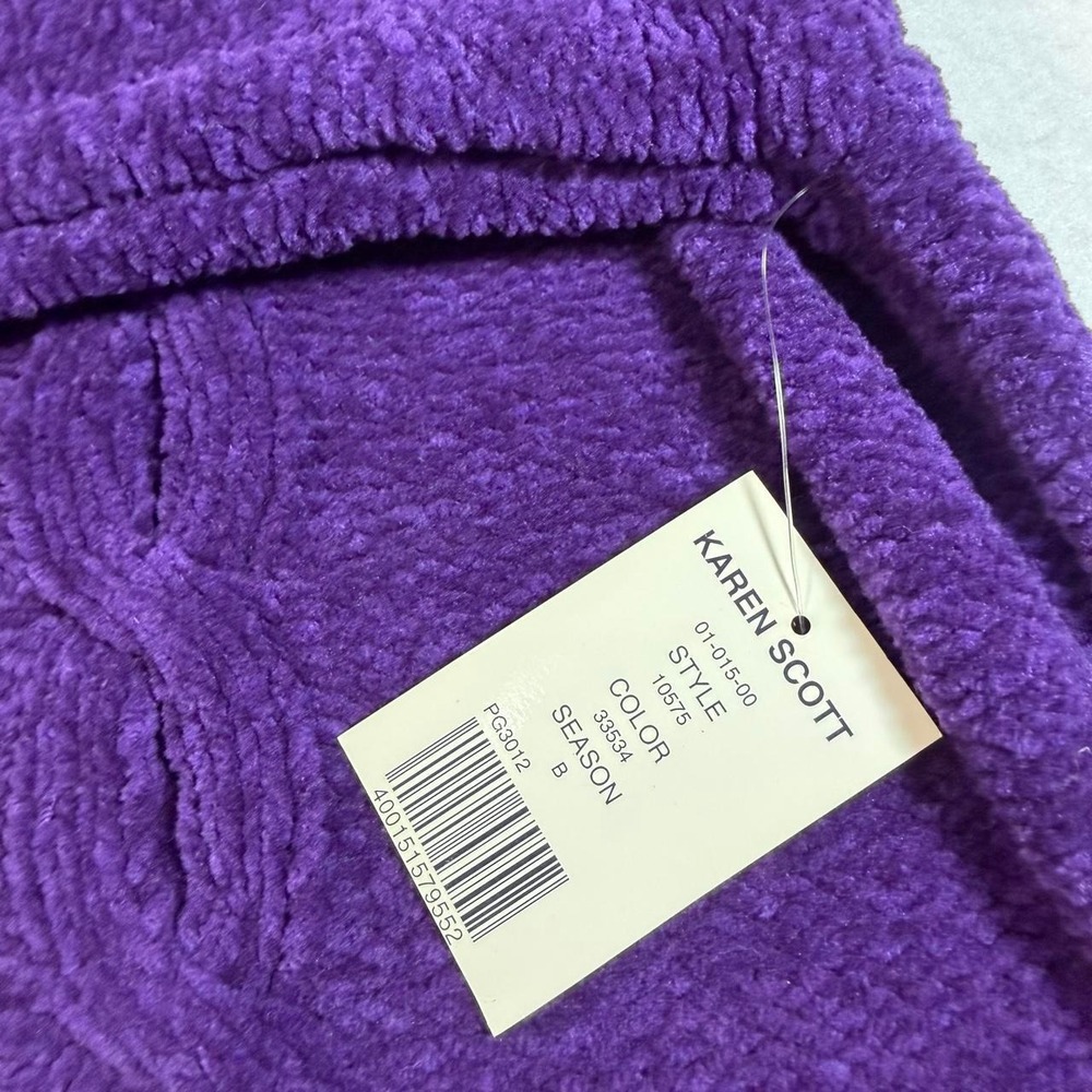 Karen Scott Purple Chenille Cable Knit Sweater XL NWT Cozy Winter Pullover - Picture 5 of 6